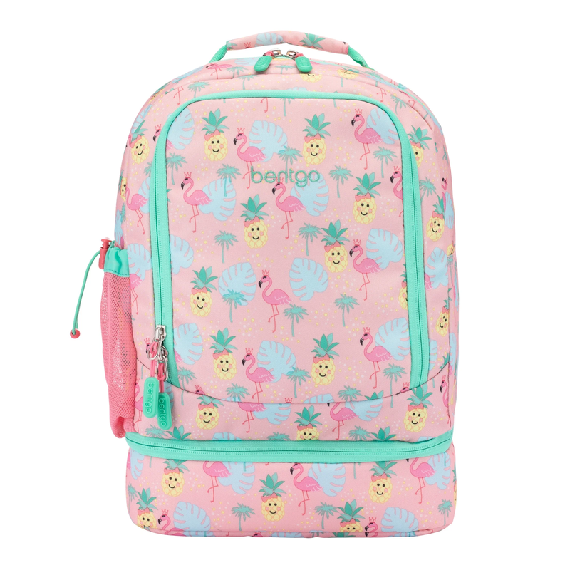 Kids 2 in 1 Backpack and Insulated Lunch Bag Tropical Print Water Resistant Scho8