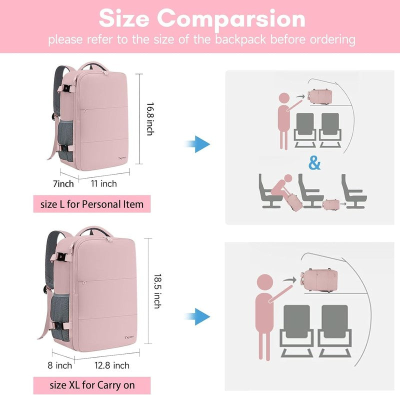 Women Travel Backpack Carry On TSA Laptop Shoe Pocket Pink Daypack5
