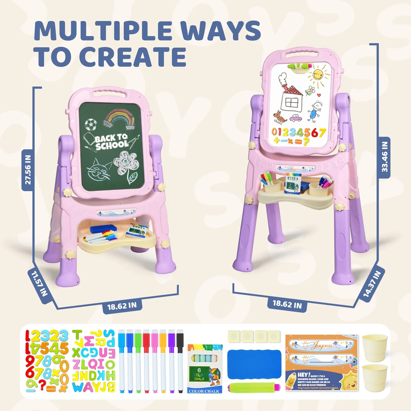 Kids Adjustable Art Easel Double Magnetic Drawing Board with Accessories1