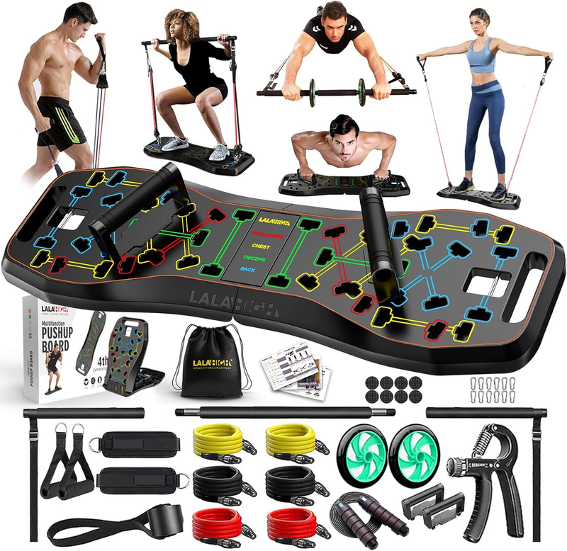 36-in-1 Push Up Board w/ Ab Roller & Resistance Bands Foldable Home Gym10