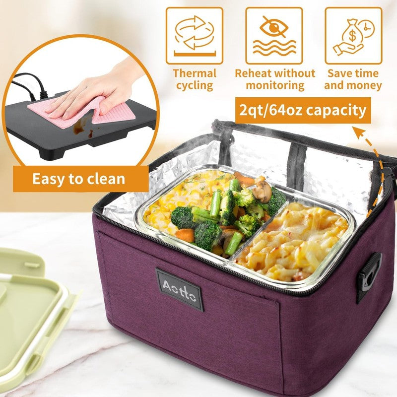 Portable Electric Lunch Box Oven Food Warmer 3 in 1 12V 24V 110V Deep Purple2