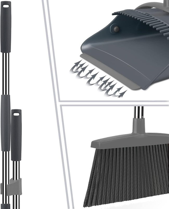 Broom and Dustpan Set, Dust Pan with Long Handle, Broom with Dustpan Combo Set, 2