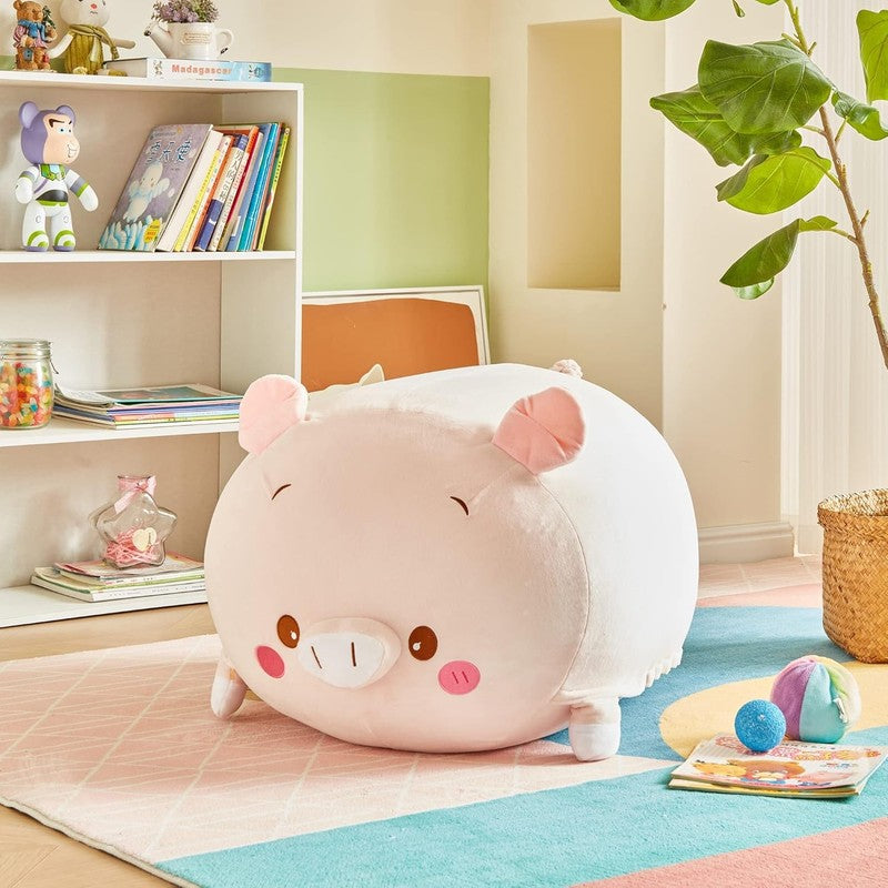 Stuffed Animal Storage Bean Bag Cover Kids Pink Pig Toy Organizer Large1
