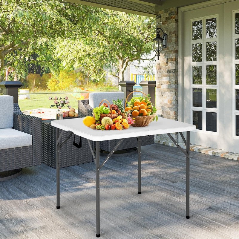 34" Square Folding Card Table with Handle, Portable Plastic Foldable Table for D3