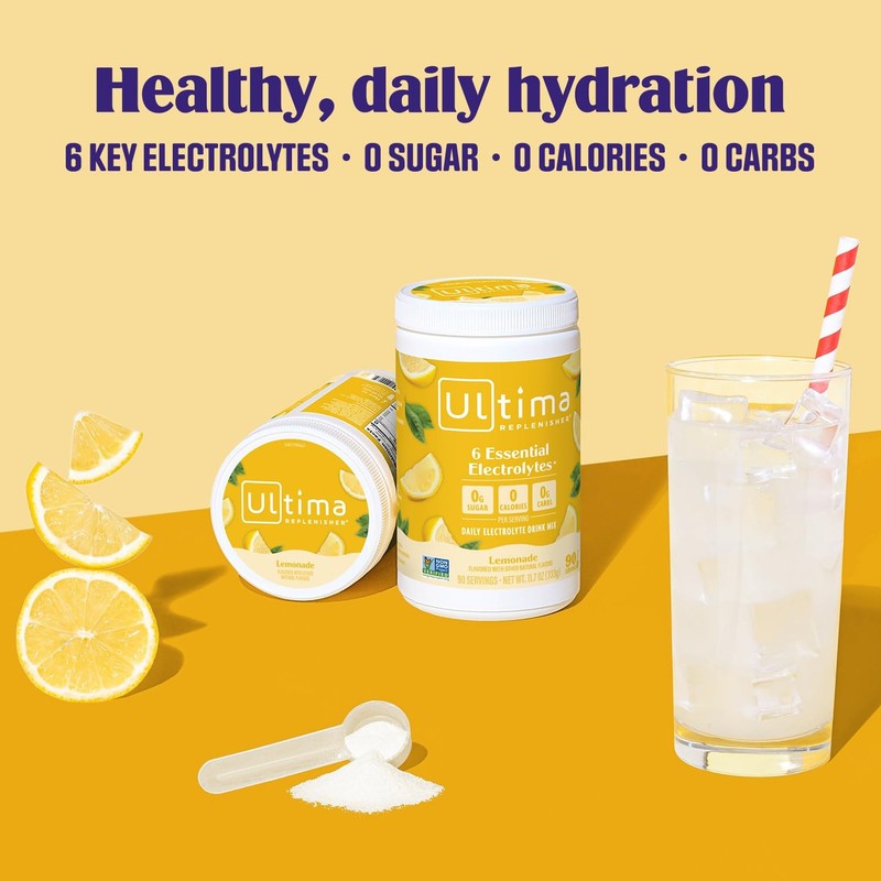 Daily Electrolyte Powder Drink Mix, Sugar Free Lemonade, 90 Servings3