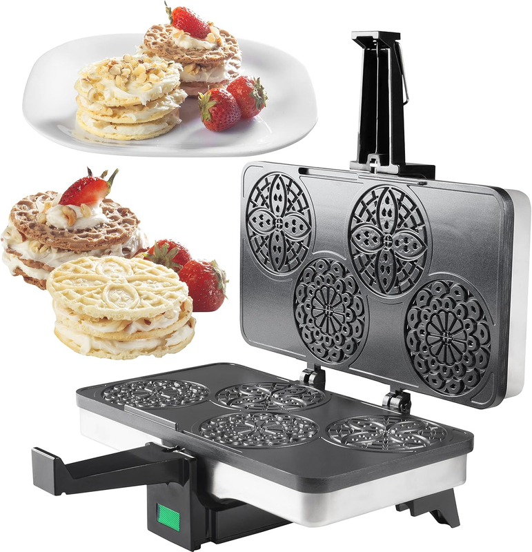 Piccolo Pizzelle Baker  Nonstick Electric Press Makes 4 Mini Holiday Cookies at 4