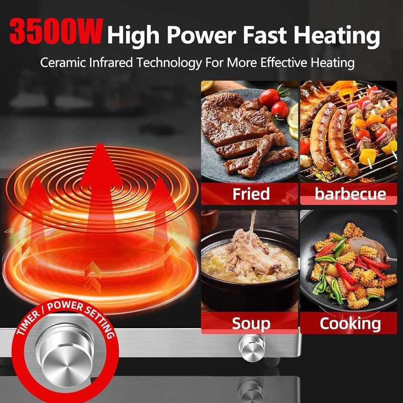 3500W Portable Electric Cooktop Single Burner Induction Hot Plate 110V1