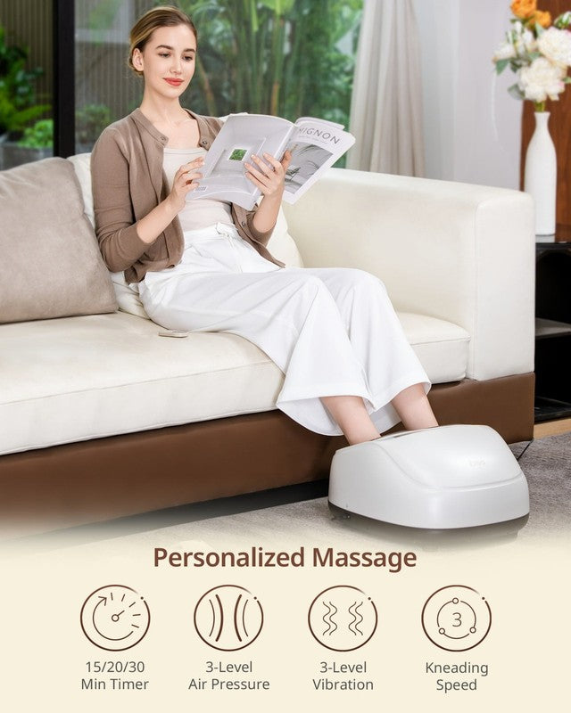 Shiatsu Foot Massager with Heat, Air Compression, Remote, White Adjustable Timer1