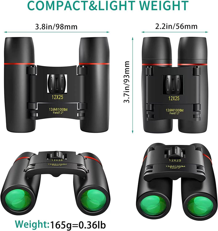 12x25 Pocket Binoculars Compact Adults Kids Bird Watching Concerts1