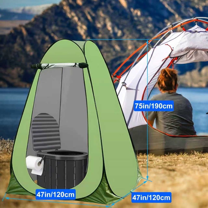 Portale Foldable Camping Toilet Set with Privacy Tent, Black2