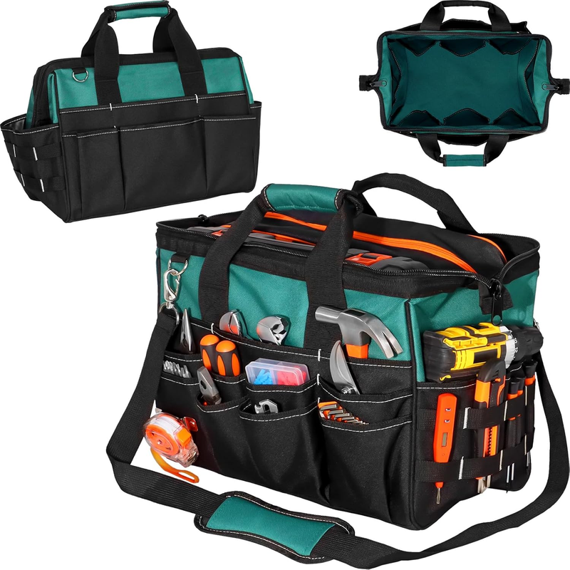 17" Heavy Duty Tool Bag 1680D Multi-Pocket Organizer with Shoulder Strap9