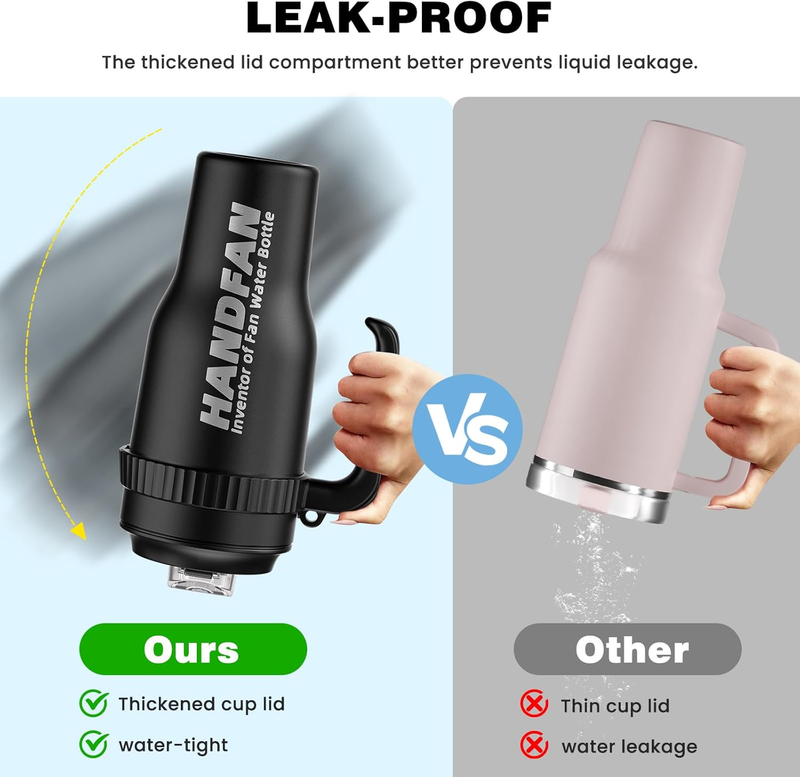 40oz Stainless Steel Tumbler with Handle & USB Fan 5000mAh Insulated Leak  Cup6