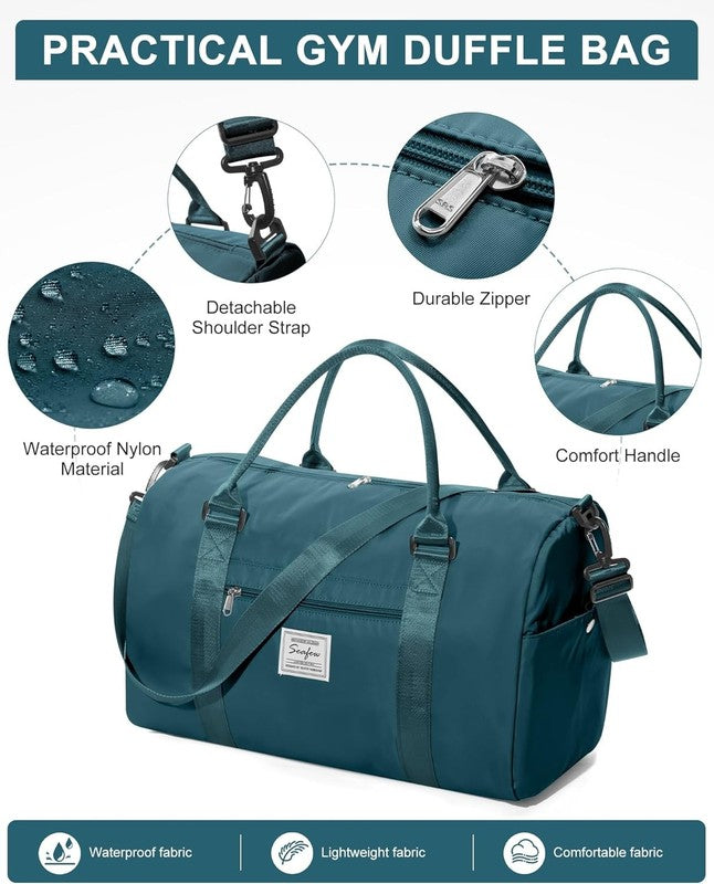 Gym Bag Unisex Shoe Compartment Wet Pocket Travel Duffel Tote Weekend Carry On6