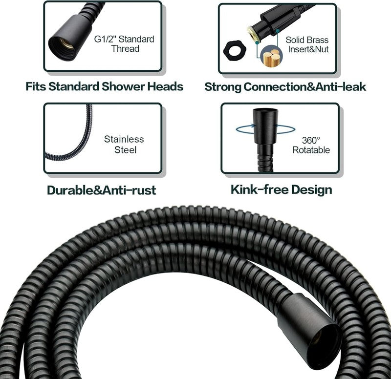 High Pressure Shower Head Handheld Dual Combo Rainfall Spray Rubbed Bronze 60"7