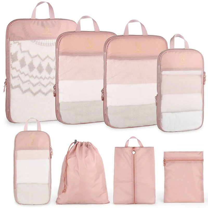 8 Set Expandable Compression Packing Cubes for Travel, See through Mesh Travel P9