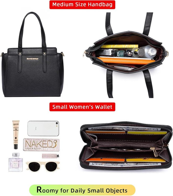3PCS Purses for Women Tote Bag and Wallet Set Shoulder Satchel Handbags4