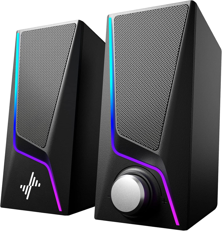 Nylavee PC Computer Speakers USB 3.5mm RGB 6 Modes Bass Boost Desktop7