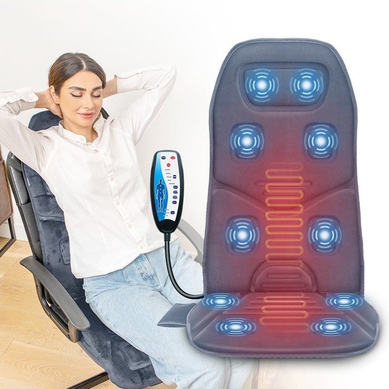 Back Massager Chair Pad, 10 Motors Vibration Massage Seat Cushion with Heat, 8
