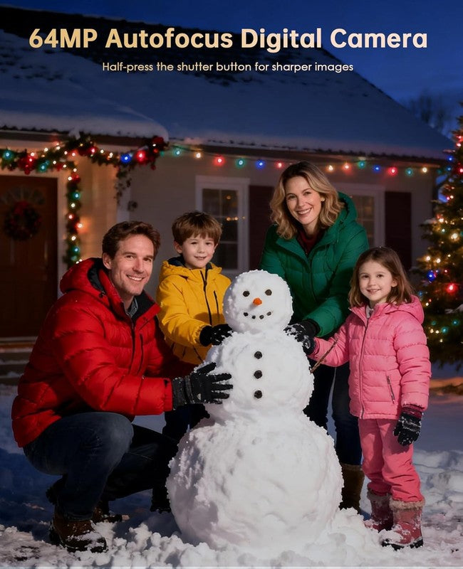 4K Digital Camera 64MP Vlogging Dual-Lens 16X Zoom Anti-Shake w 3" Selfie Screen3