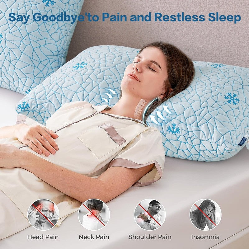 Cooling Memory Foam Queen Pillows Set of 2 Adjustable Support 30"x20"7