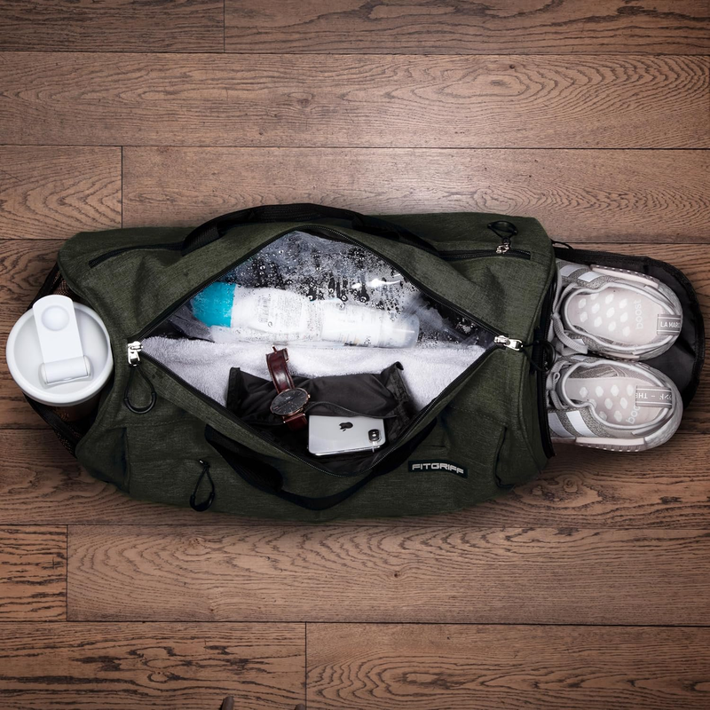 Gym Duffle Bag w/ Shoe & Wet Compartment Travel Sports Fitness Bag3
