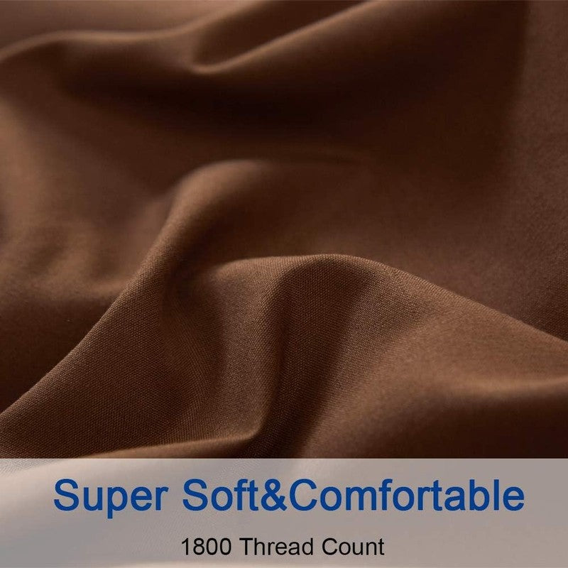 Super Soft 1800 Thread Count Microfiber Queen Sheets   4 Piece, Brown4