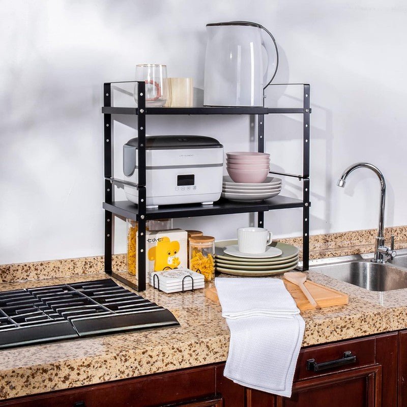 Expandable Cabinet Shelf Organizer 2 Pack Stackable Adjustable Kitchen6