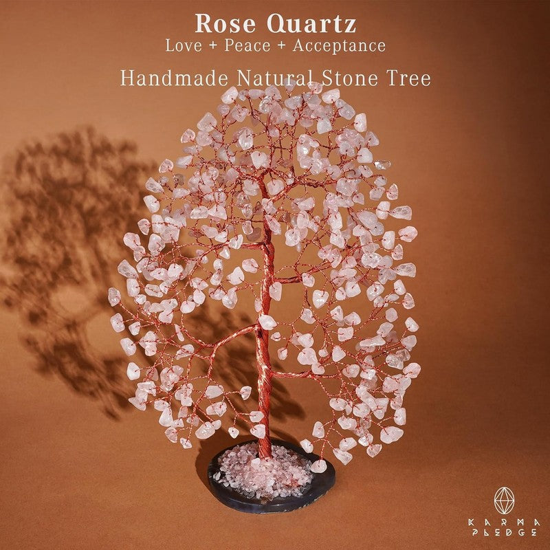 Rose Quartz Chakra Crystal Tree Feng Shui Decor Positive Energy Good Luck Gift1