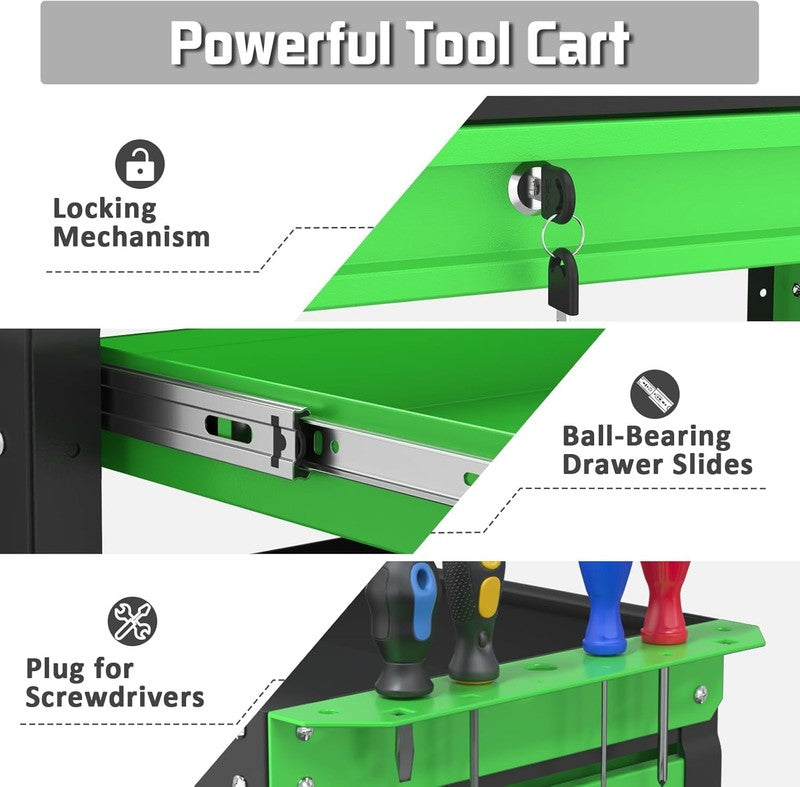 3 Tray Rolling Tool Cart, 400 LBS Capacity Mechanic Tool Carts on Wheels, Heavy6