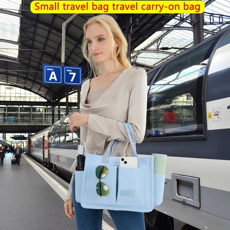 Women’s Canvas Tote Bag Large Shoulder Handbag w/ Compartments Work Laptop Bag7