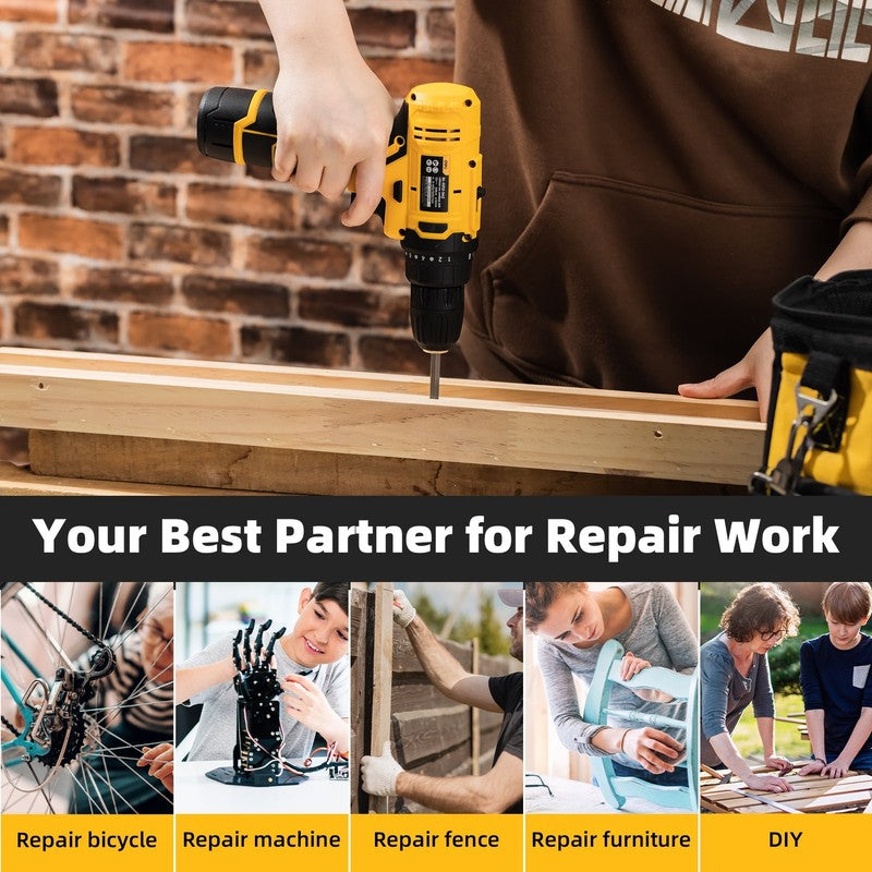12V Max Lithium-Ion Cordless Impact Drill Driver Kit Electric Screwdriver 2Ah8
