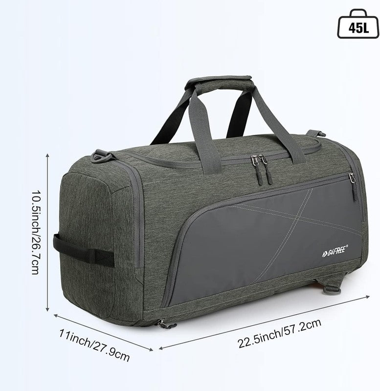 45L 3 Way Duffle Backpack Gym Bag Wet Pocket Shoes Compartment Travel2