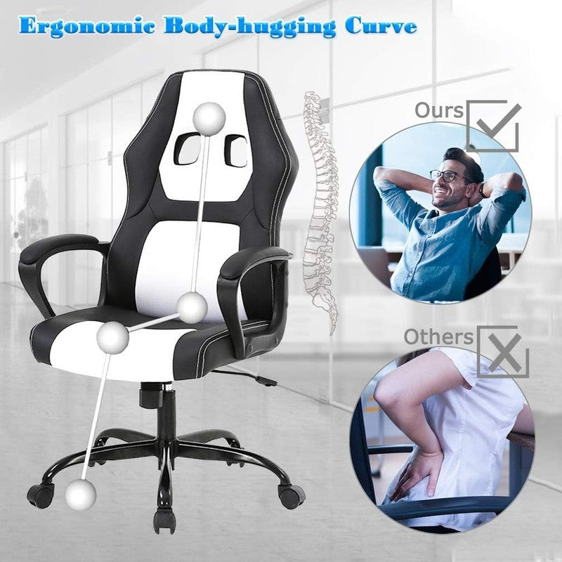 Ergonomic White Gaming Chair with Lumbar Support for Home & Office Use5