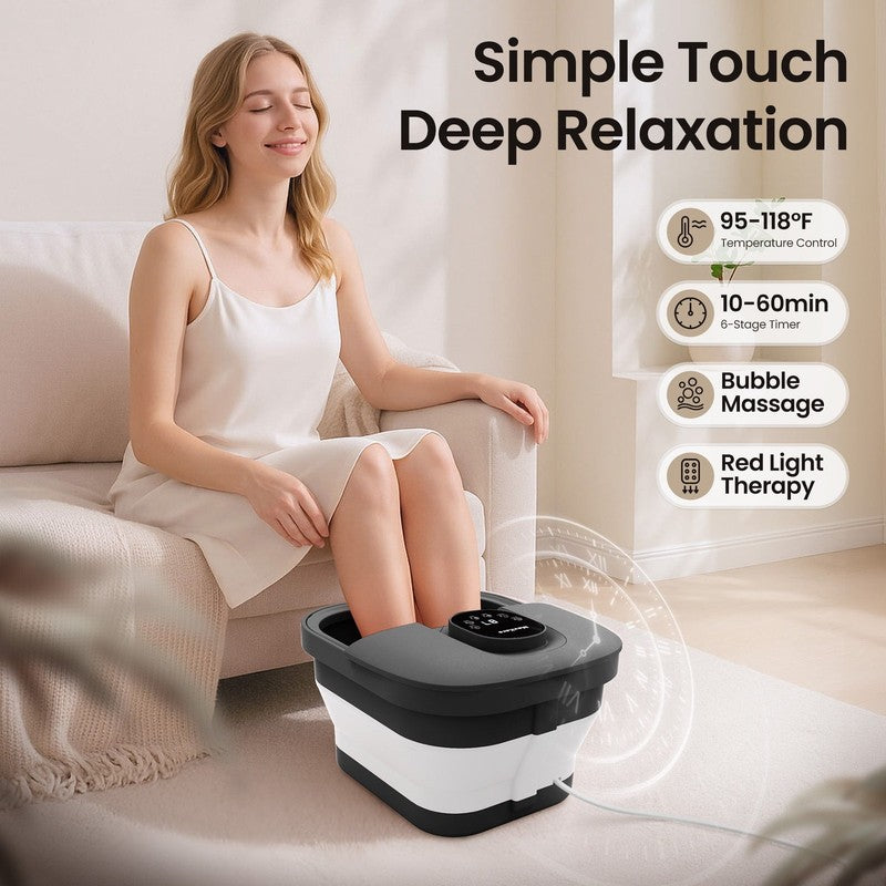 Collapsible Foot Spa with Massager and Heat, Foot Spa Massager with Bubble Heat,9