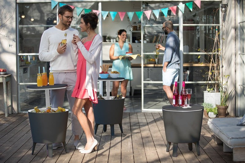 Modern 2-in-1 Cooler & Side Table Outdoor Patio Bar Gray8
