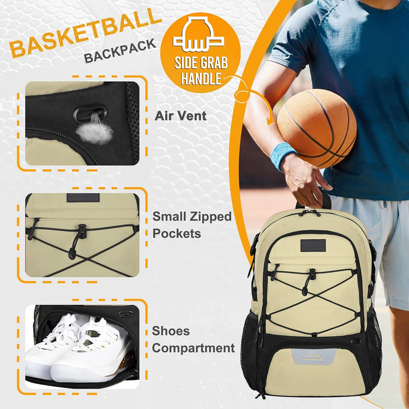 Soccer Basketball Backpack w/ Ball & Shoe Compartment Sports Travel Bag2