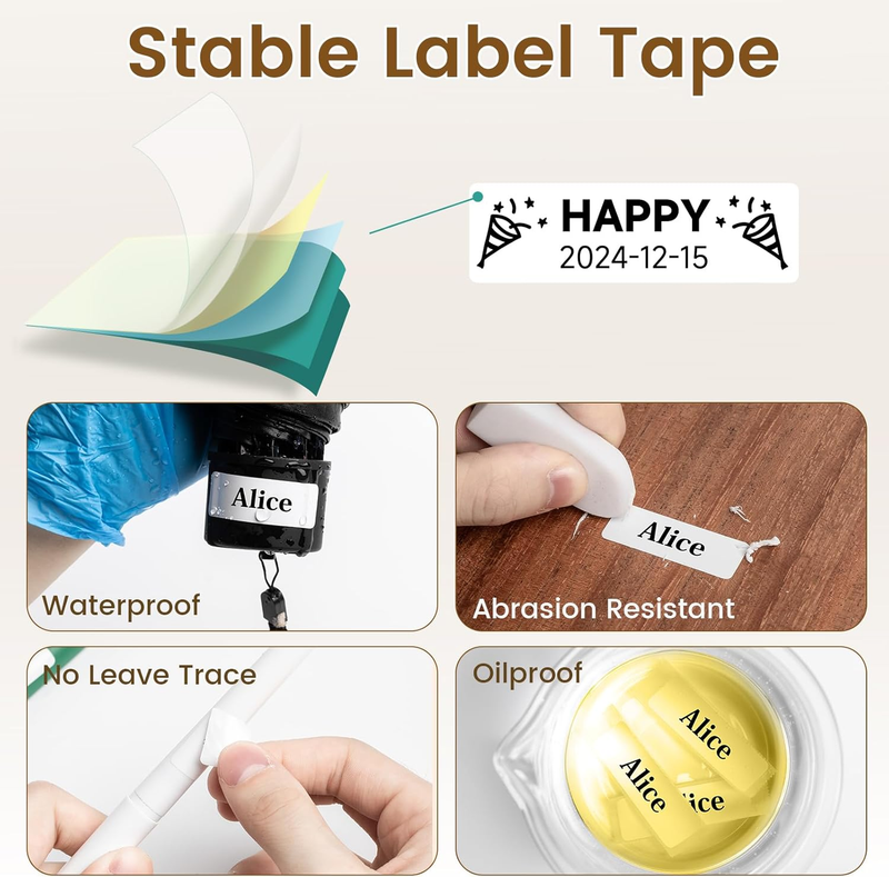 D30 Bluetooth Label Maker w/ 3 Tapes Mini Thermal Printer Rechargeable6
