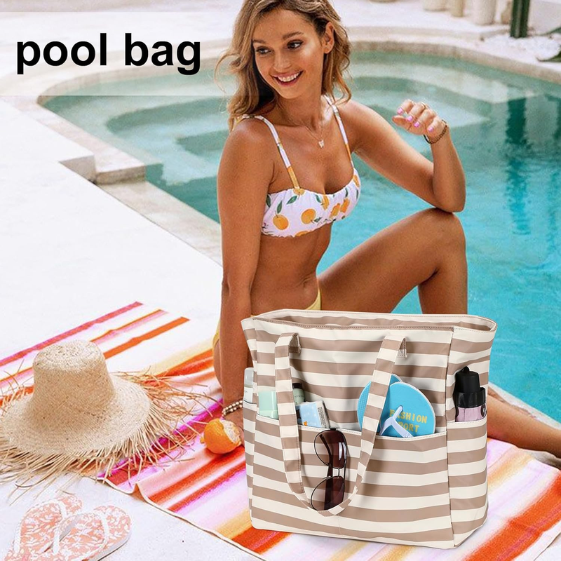 Large Beach Tote Bag Women Waterproof Sandproof Pool Gym Travel Bag2