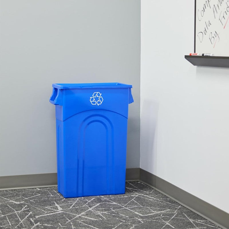 Highboy 23 Gal Blue Recycling Bin Slim Space Saving Indoor/Outdoor Use 2 Pack3