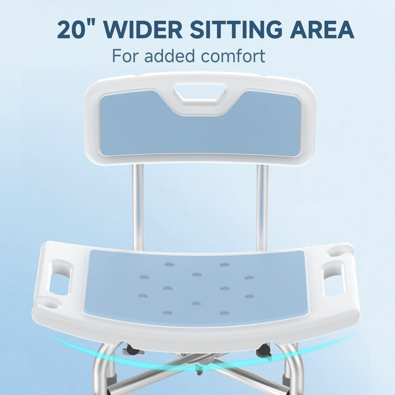 Heavy Duty Shower Chair with Back 500lb Padded Adjustable Bath Stool3
