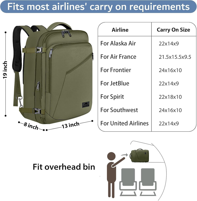 Lightweight Carry On Travel Backpack Expandable Trolley Sleeve Green2