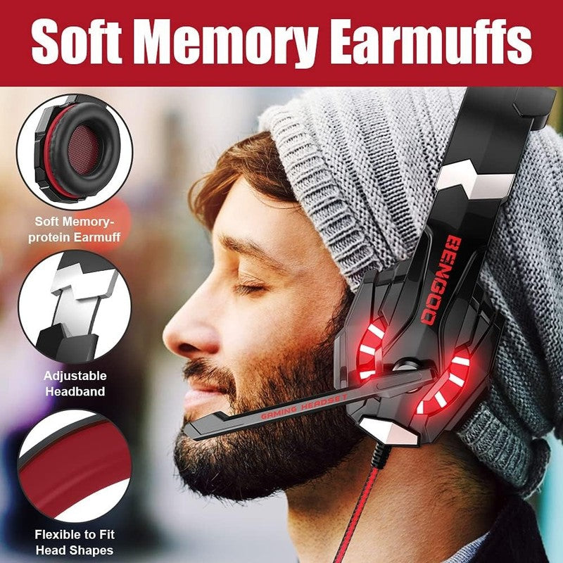 Stereo Gaming Headset for PS4 Xbox One PC Noise Cancelling Mic LED3