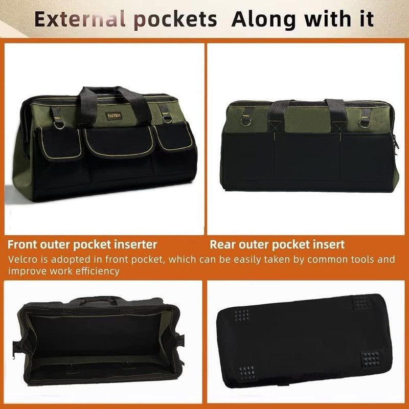 20" Wide Mouth Tool Bag Waterproof Organizer Tote Adjustable Strap No Bottom2