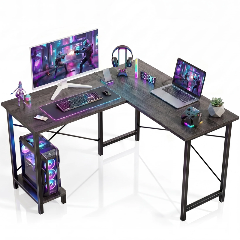 50 Inch L Shaped Desk - Computer Desk Corner Desks Gaming Desk PC Table with CPU10