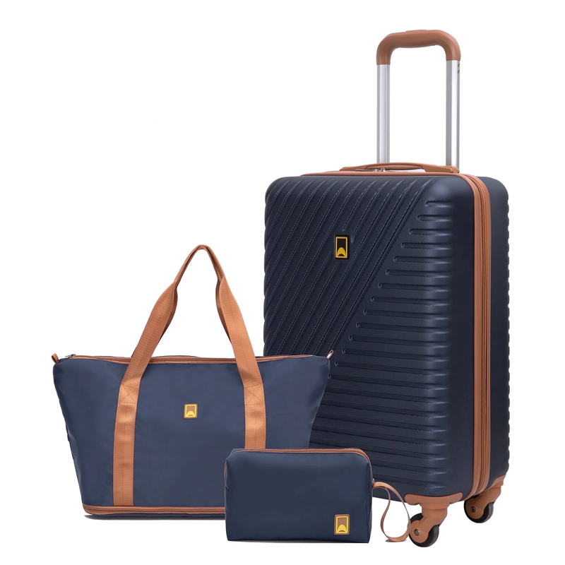 3 Piece Carry on Luggage Sets, Hardside Suitcase Set with Double Spinner Wheels,0