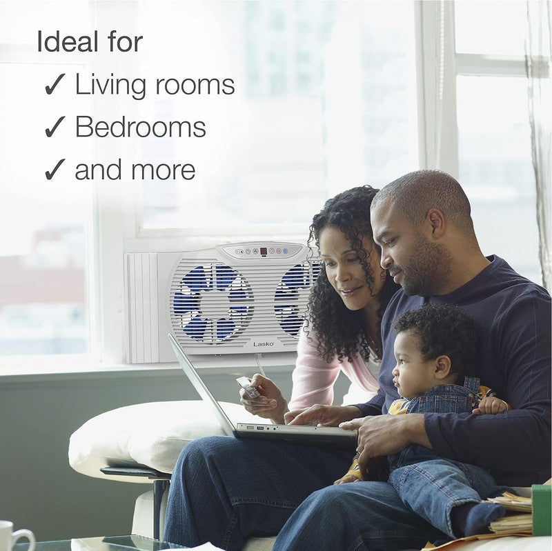 Bluetooth Twin 9 Inch Window Fan with Reversible Motors, Thermostat & Timer5