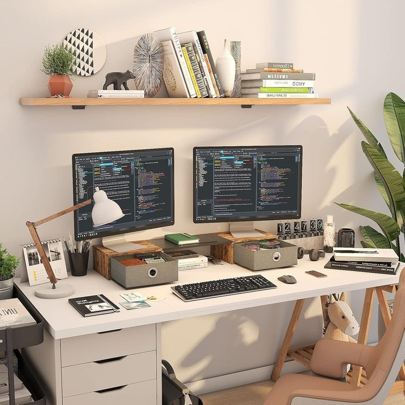 Extra Large Dual Monitor Stand with Storage Drawers for Desk Organization2