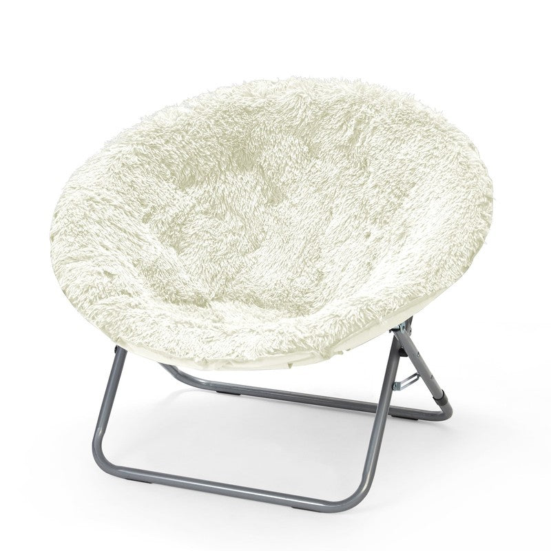Mongolian Faux Fur Oversized Moon Chair, Aqua2