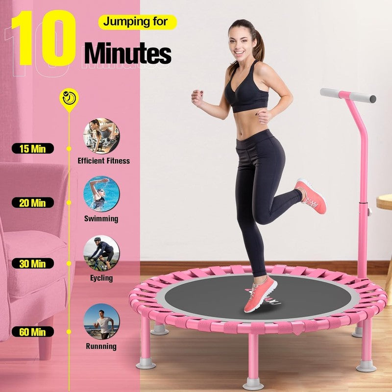 Foldable 40" Mini Trampoline for Kids & Adults - 450Lbs Capacity, Adjustable Bar6