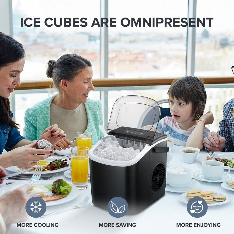 Countertop Ice Maker, 9 Bullet Ice Cubes in 6 Mins, 26Lbs/24H, W/ Scoop & Basket4